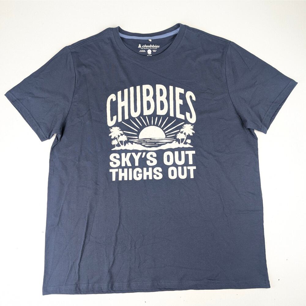 Chubbies Men's XL Navy "The No Brainer" Skys Out Thighs Out Tee